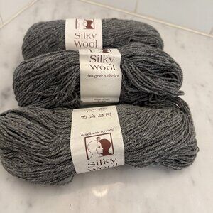 Silky Wool Yarn 65% Wool 35% Silk - Grey - 3 Skeins - 50 g Each Elsebeth Lavold